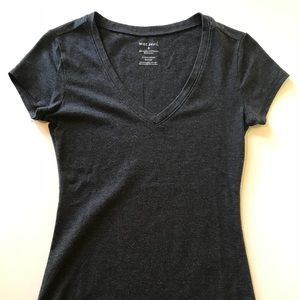 Dark Gray Fitted V-neck T-shirt
